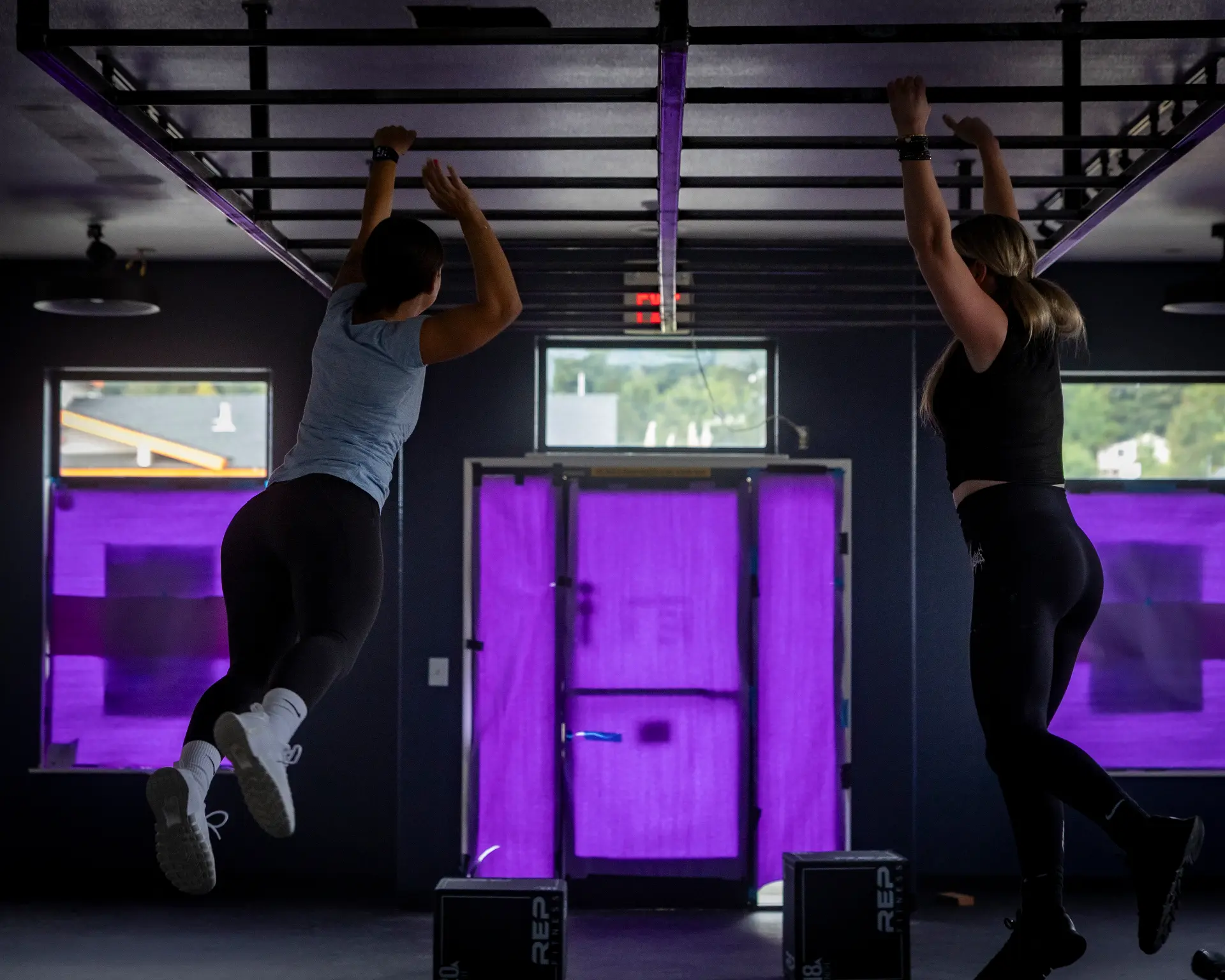 Kids on the monkey bar rig