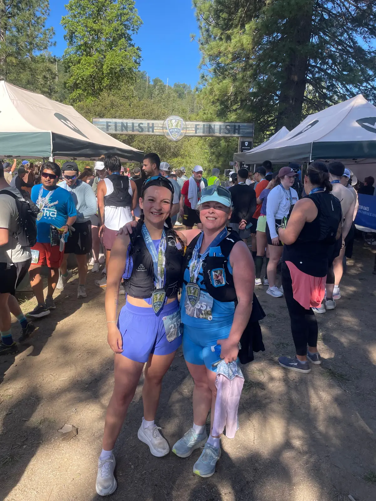 Two HealthSPORT members at the Yosemite Half Marathon finish line